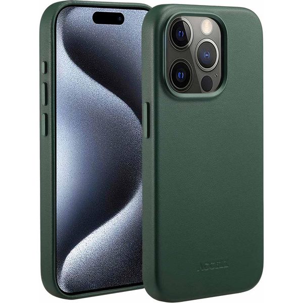 Custodia Per Iphone 15 Pro - Vera Pelle - Custodia Rigida/Cover Accezz - Verde Scuro-image