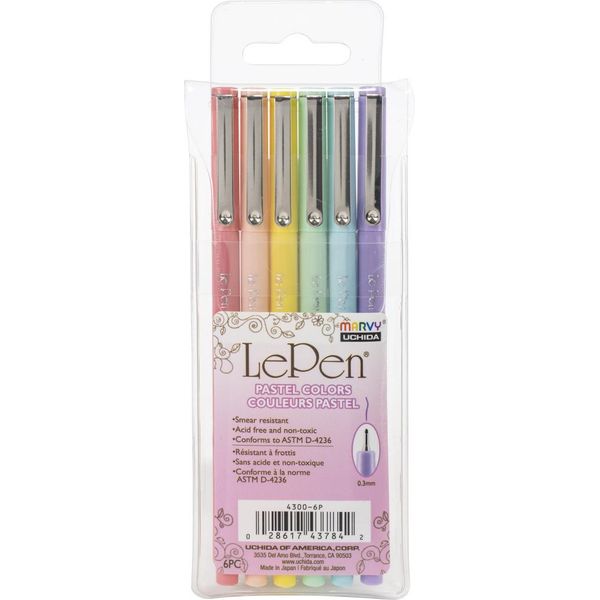 Marvy Uchida Le Pen Fineliner Set Pastello 0,3 Mm 6 Pezzi-image