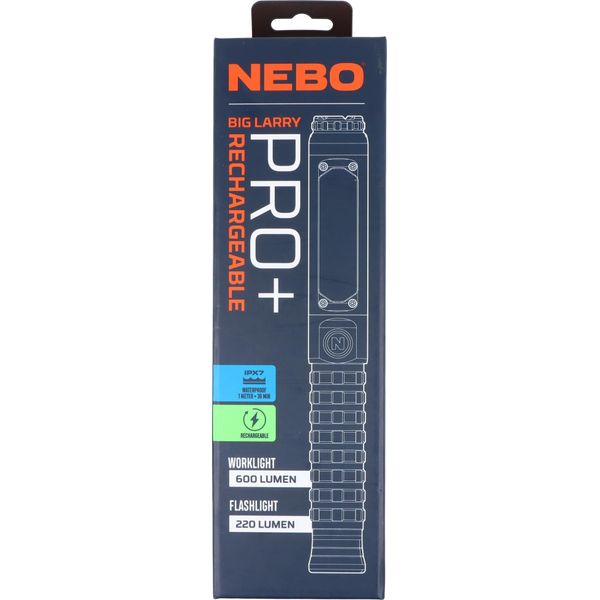 Nebo Big Larry 3 Stealth - Luce Da Lavoro, Torcia Da 600 Lumen Con Luce Da Lavoro Cob, Base Magnetica Con Clip Da Tasca Per L'illuminazione A Mani Libere, Torcia Portatile Cob Led Dimmerabile, Luce Di-image
