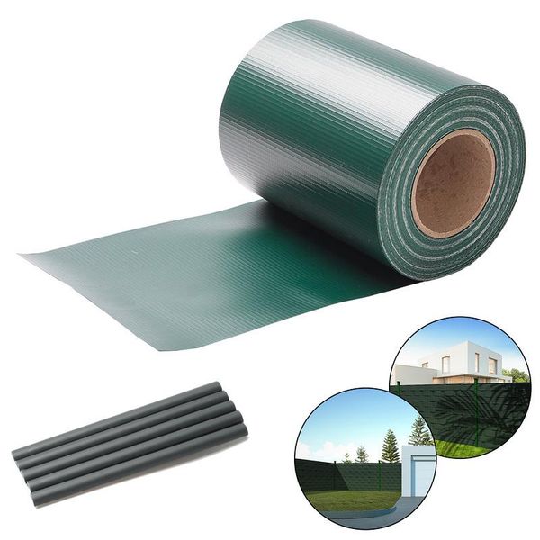 Strisce Per La Privacy Pellicola Per Recinzione In Pvc A Doppia Rete Metallica Recinzione Da Giardino Braccio Riflettente Con Clip 8 Rotoli á 35M X 19Cm Verde-image