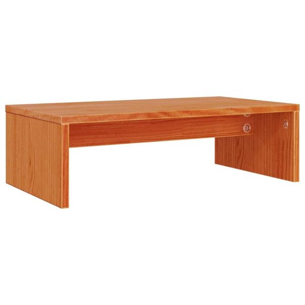 Vidaxl Supporto Per Monitor Marrone Cera 50X27X15 Cm In Legno Di Pino Massiccio-image