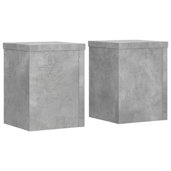 Vidaxl Supporto Per Piante 2 Pz. Grigio Cemento 15X15X20 Cm Materiale A Base Di Legno-image