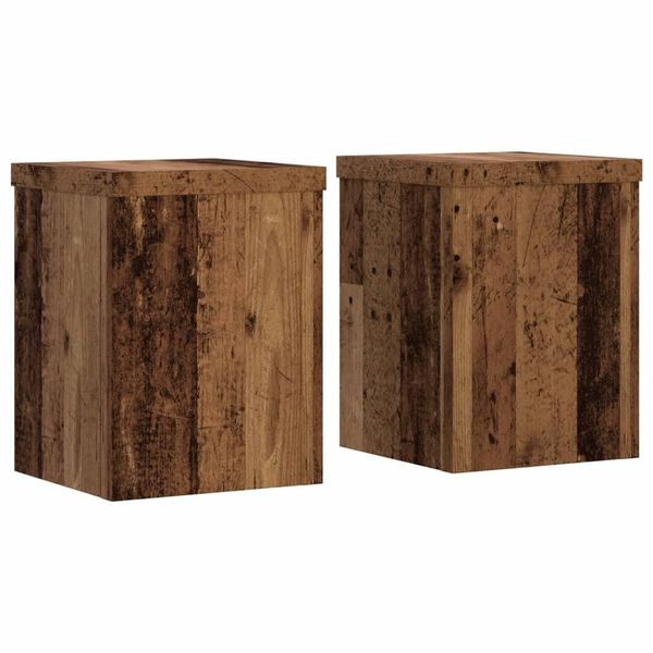 Vidaxl Supporto Per Piante 2 Pz. Aspetto Legno Recuperato 15X15X20 Cm Materiale A Base Di Legno-image