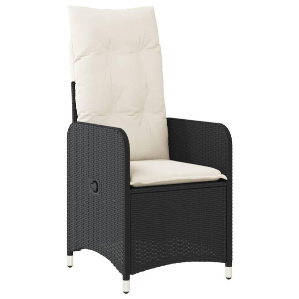 Vidaxl Poltrona Da Giardino Regolabile Con Cuscino In Poly Rattan Nero-image
