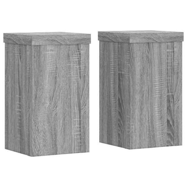 Vidaxl Supporto Per Piante 2 Pz. Grigio Sonoma 10X10X18 Cm Materiale A Base Di Legno-image