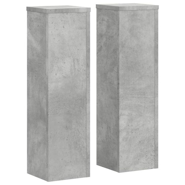 Vidaxl Supporto Per Piante 2 Pz. Grigio Cemento 17X17X60 Cm Materiale A Base Di Legno-image