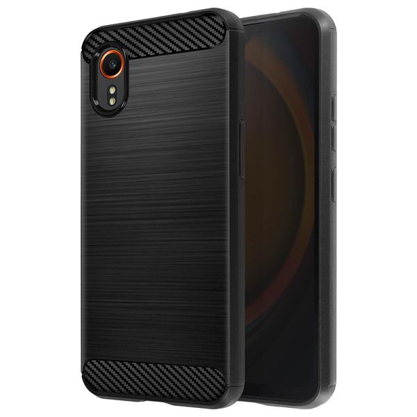 Avizar, Custodia Protettiva Flessibile Per Samsung Galaxy Xcover 7, Effetto Carbonio, Nero-image
