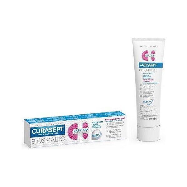 Curasept Biosmalto Baby-Kid Dentifricio Per Bambini Senza Fluoro Fino A 6 Anni Fragola, 50 Ml-image