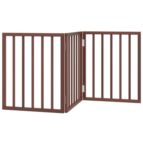 Vidaxl Cancelletto Pieghevole Per Cani 3 Pezzi Marrone 150 Cm In Legno Di Pioppo-image