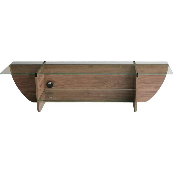 Dmora Mobile Porta Tv Kasuga 35X158X40H Cm Marrone Noce, Un Vano 2 Ripiani-image