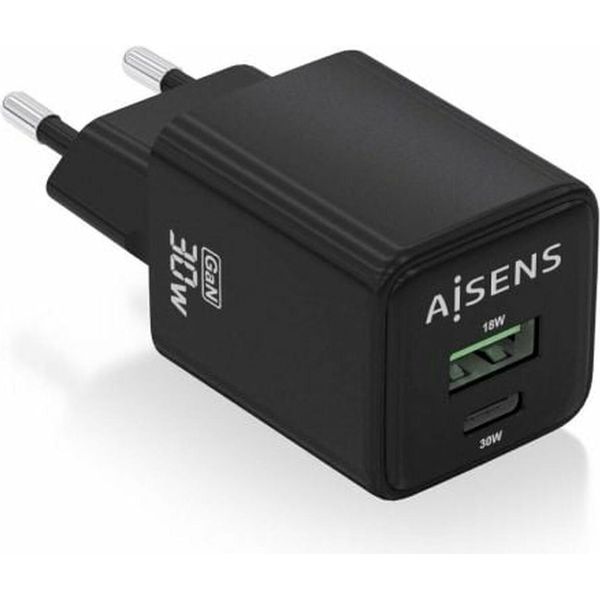 Caricatore Da Parete Aisens ASCH-30W2P038-BK Nero Colorato 33 W (1 Unità)-image