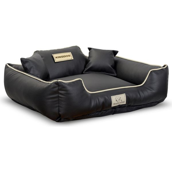 Letto Per Cani Kingdog Eco Leather 100X75 Cm Personalizzabile Estraibile Antiscivolo Nero-image
