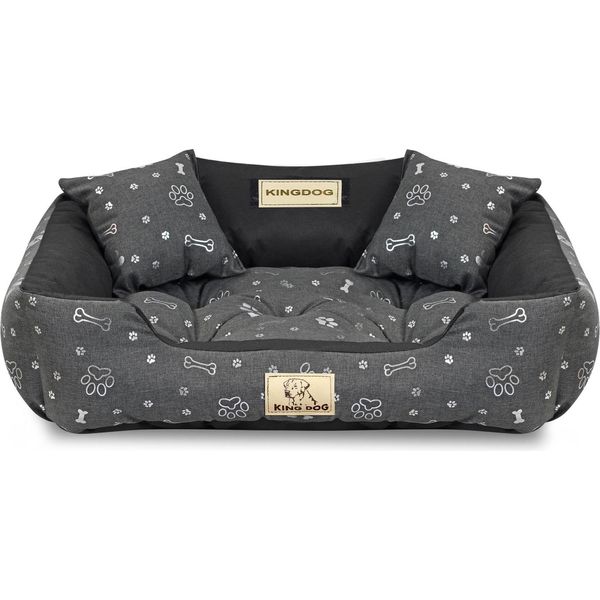 Letto Per Cani Kingdog Kennel 75X65 Cm Personalizzato Impermeabile Con Ossa D'argento-image