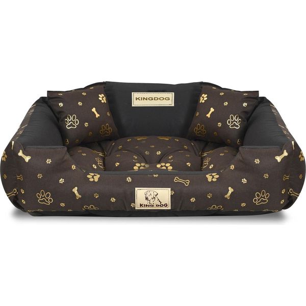 Letto Per Cani Kingdog Kennel 75X65 Cm Personalizzato Impermeabile Golden Bones-image