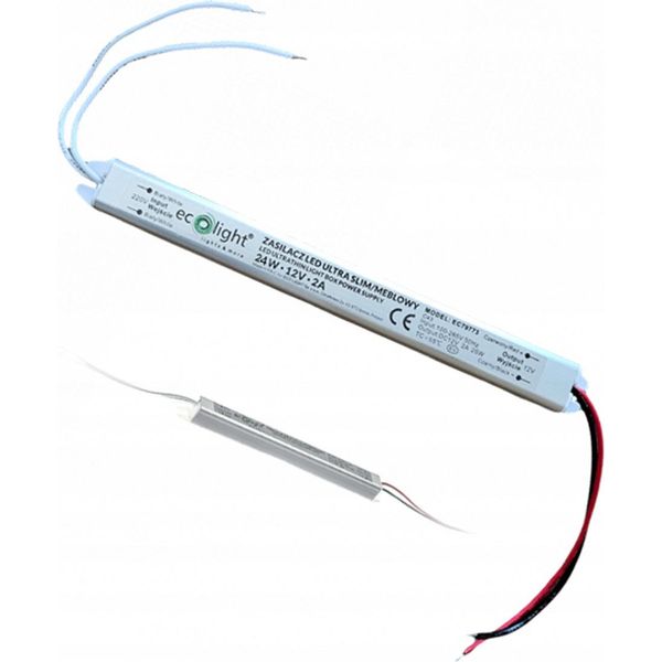 Slim 24W 12V 2A IP20 Alimentatore Per Mobili 170X18X17 Ecolight EC79773-image