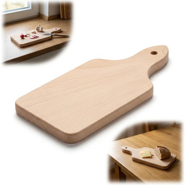 Tagliere Tradizionale In Legno Con Manico | 22Cm X 10Cm | Legno Di Faggio-image