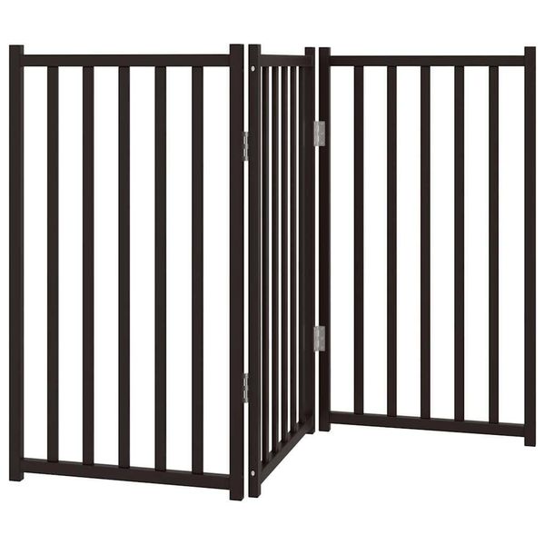 Vidaxl Cancelletto Pieghevole Per Cani 3 Pezzi Nero 150 Cm In Legno Massiccio Di Abete-image