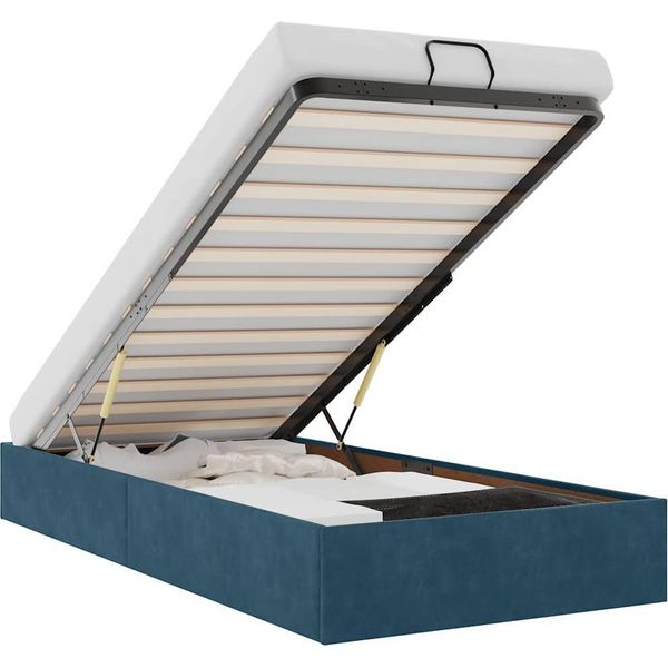 Vidaxl Ottoman Letto Senza Materasso Blu Scuro 90X200 Cm Velluto-image