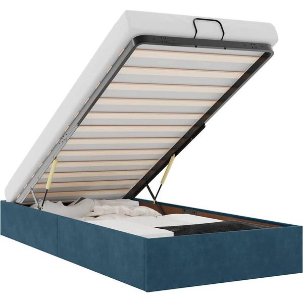 Vidaxl Ottoman Letto Senza Materasso Blu Scuro 80X200 Cm Velluto-image