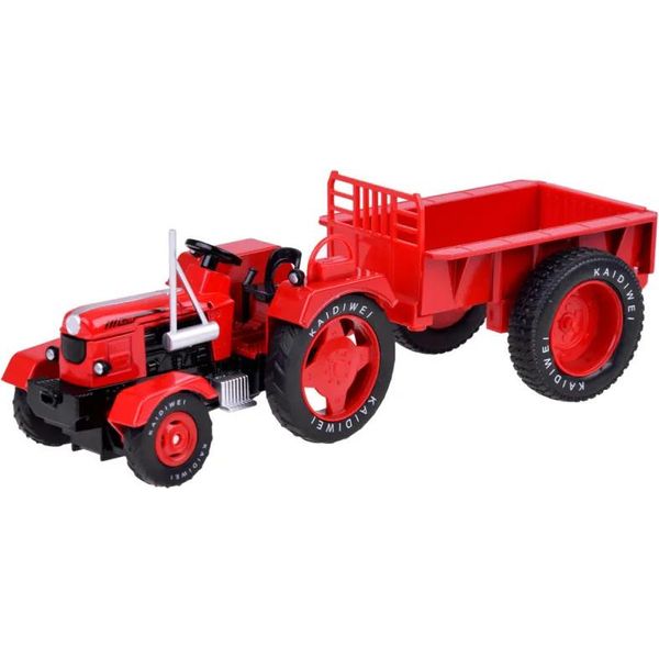 Trattore In Metallo Con Rimorchio, Rosso Jokomisiada-image