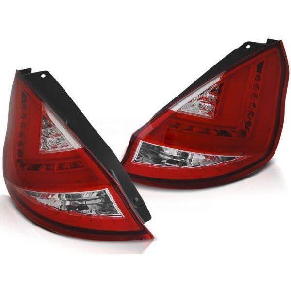Luci Posteriori A Led Per Ford Fiesta MK7 Anno 08-12 Rosso/Cromo-image