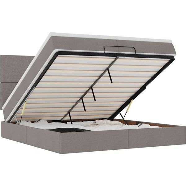 Vidaxl Ottoman Letto Con Materassi & Led Taupe 200X200 Cm Tessuto-image