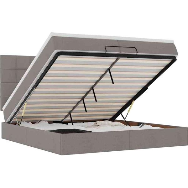 Vidaxl Ottoman Letto Con Materassi & Led Taupe 200X200 Cm Tessuto-image