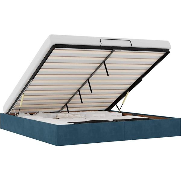 Vidaxl Ottoman Letto Senza Materasso Blu Scuro 160X200 Cm Velluto-image