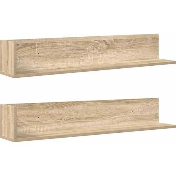 Vidaxl Mensole Da Parete 2 Pezzi Rovere Sonoma 100X16,5X16,5 Cm Materiale A Base Di Legno-image