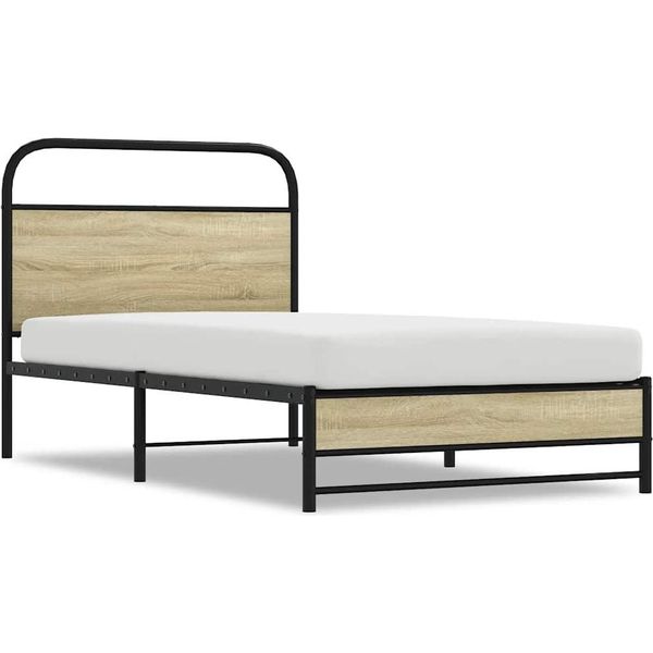 Vidaxl Struttura Letto Senza Materasso 107X203 Cm Materiale Legno Rovere Sonoma-image