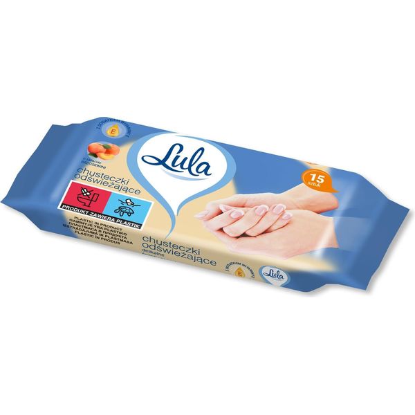 Lula Salviette Umidificate Delicate E Rinfrescanti Con Vitamina E E Profumo Di Pesca, 15 Pezzi.-image