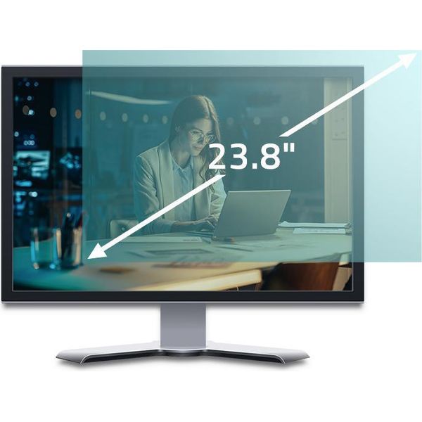 Qoltec Anti Blue Light Filter 23.8 Inches | 16:9 | Eye Protection | Anti Glare | Matte | For Monitor-image