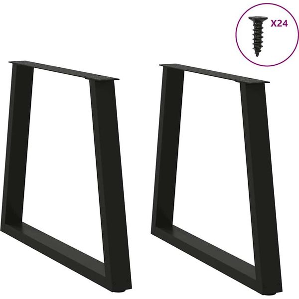 Vidaxl Gambe Del Tavolo Da Pranzo A V 2 Pezzi Nero 70X(72-73,3) Cm Acciaio-image