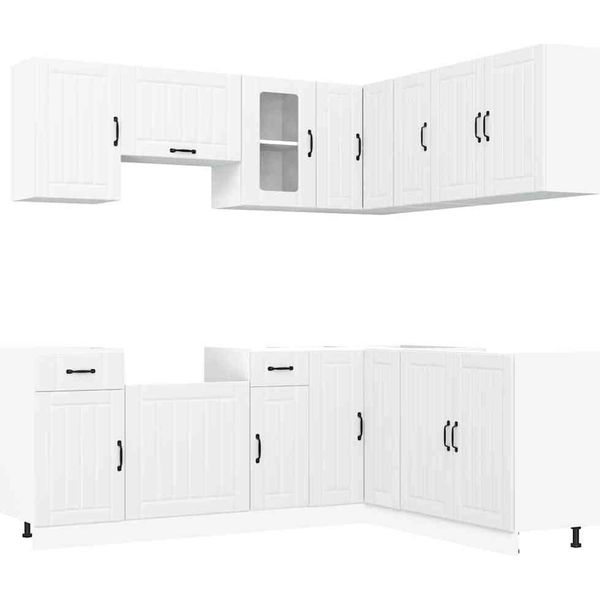 Vidaxl Set Di Armadietti Da Cucina Da 11 Pezzi Lucca In Legno Bianco-image
