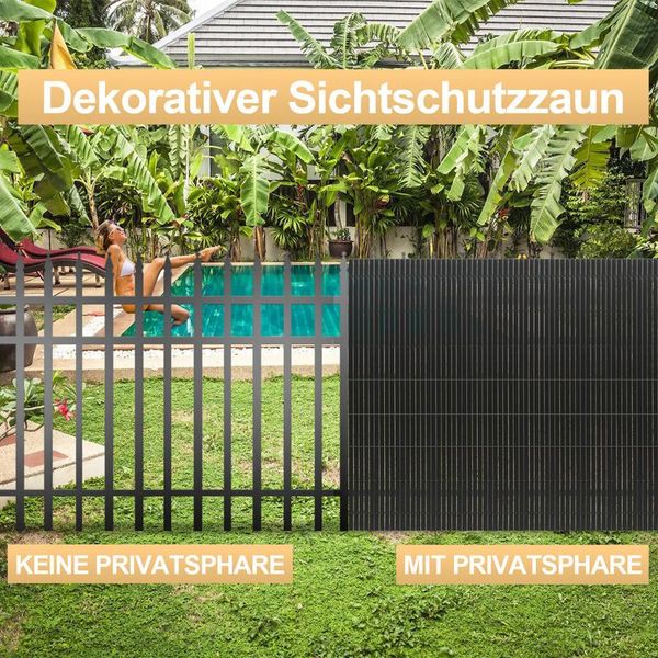 Jopassy Pvc Privacy Schermo Mat Privacy Recinzione Balcone Frangivento Privacy Schermo Per Recinzione Grigio 140X1000Cm-image