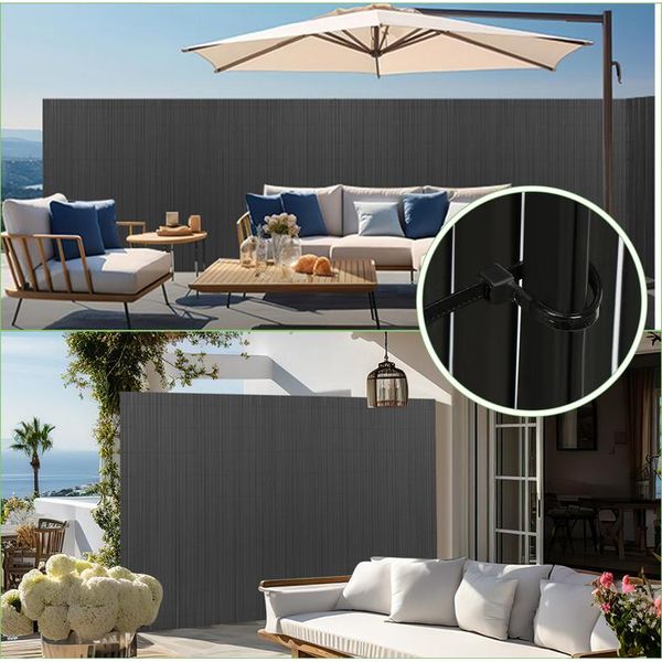Jayseuw Pvc Privacy Schermo Stuoia Privacy Recinzione Balcone Frangivento Privacy Schermo Per Recinzione Grigio 140X900Cm-image