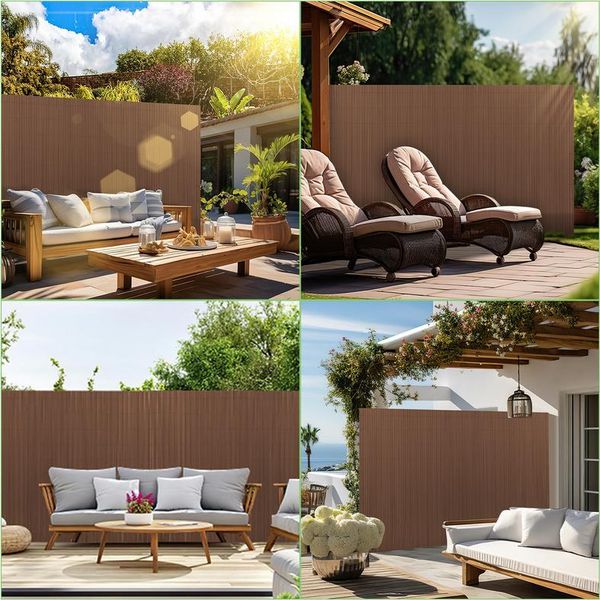 Clanmacy Pvc Privacy Schermo Mat Privacy Recinzione Balcone Frangivento Privacy Schermo Per Recinzione Marrone 120X900Cm-image