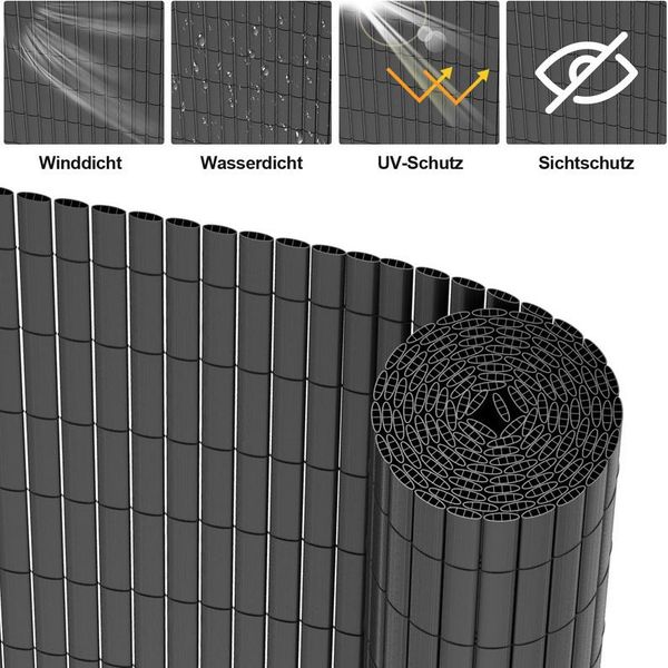 Jopassy Pvc Privacy Schermo Mat Privacy Recinzione Balcone Frangivento Privacy Schermo Per Recinzione Grigio 160X800Cm-image