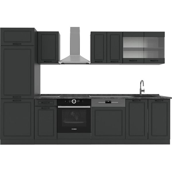 Vicco Cucina Componibile R-Line, 300 Cm Senza Piano Di Lavoro, Casa Di Campagna Antracite/Antracite-image