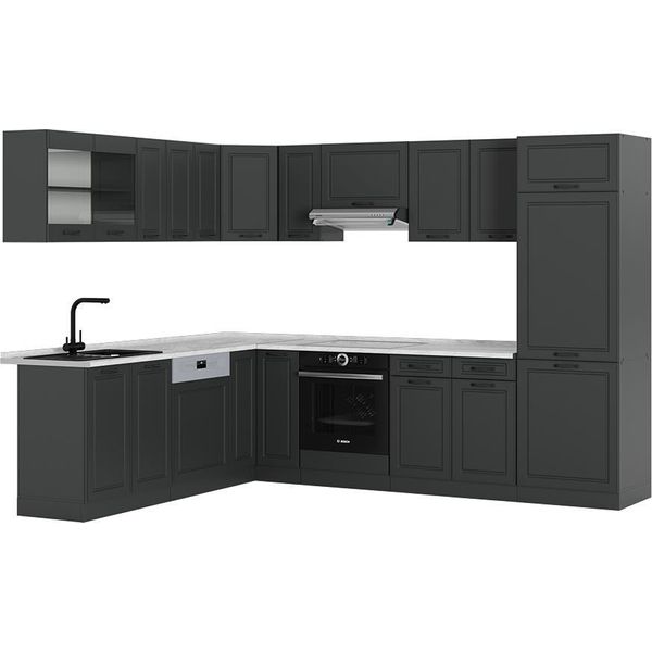 Vicco Cucina Angolare Completa R-Line, 227 X 287 Cm , Pl Marmo, Casa Di Campagna Antracite/Antracite-image