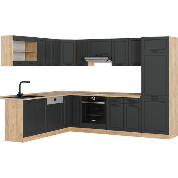 Vicco Cucina Angolare Completa R-Line, 227 X 287 Cm , Pl Rovere, Antracite Casa Di Campagna/Rovere Dorato-image