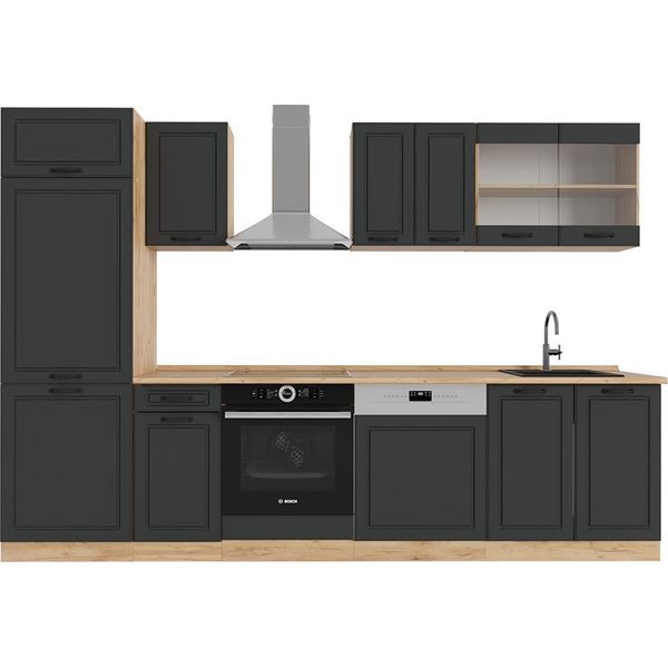 Vicco Cucina Componibile R-Line, 300 Cm , Pl Rovere, Antracite Casa Di Campagna/Rovere Dorato-image