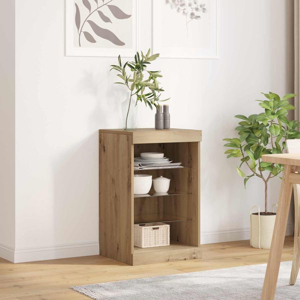 Vidaxl Led Credenza Rovere Artisan 41 X 37 X 67 Cm Materiale A Base Di Legno-image