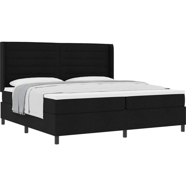 Vidaxl Letto A Molle Con Materasso Nero 200 X 200 Cm In Tessuto-image