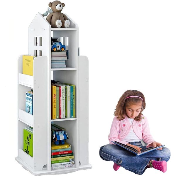 Ybaymy Libreria Rotante A 360°, Scaffale A 3 Livelli Per Bambini, Libreria Da Terra, Libreria Studio, Camera Da Letto, Soggiorno Ufficio-image
