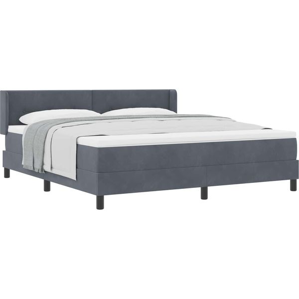 Vidaxl Letto A Molle Con Materasso Grigio Scuro 200 X 180 Cm In Poliestere-image