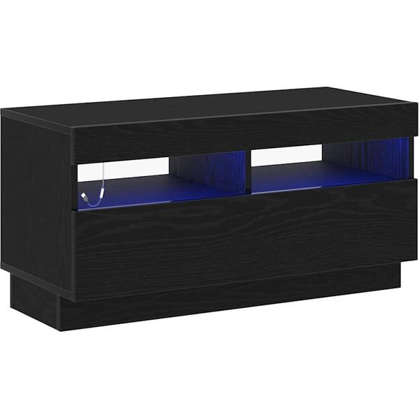 Mobile Tv Vidaxl Look Rovere Nero 80 X 35 X 40 Cm Materiale A Base Di Legno-image