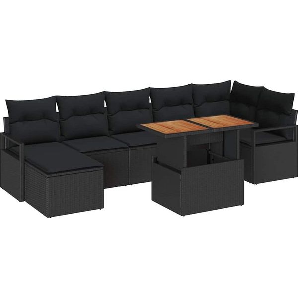 Vidaxl Set Da Pranzo Da Giardino Con Cuscini 8 Pezzi Nero E Marrone-image