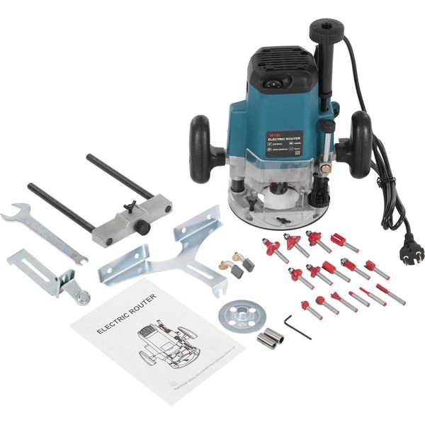 Fresatrice Elettrica Per Legno, Potenza 2200W, Velocità 10000-23000 Giri/Min, Blu, 2200W-image