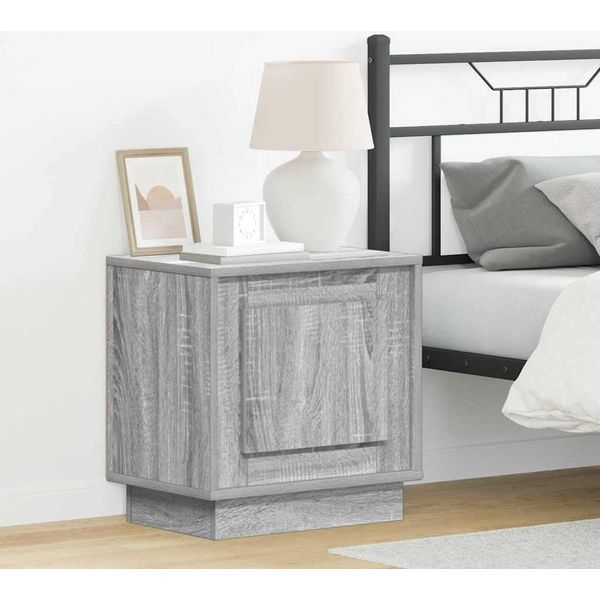 Vidaxl Comodino Con 2 Pezzi Grigio 44 X 34,5 X 45 Cm Materiale A Base Di Legno-image